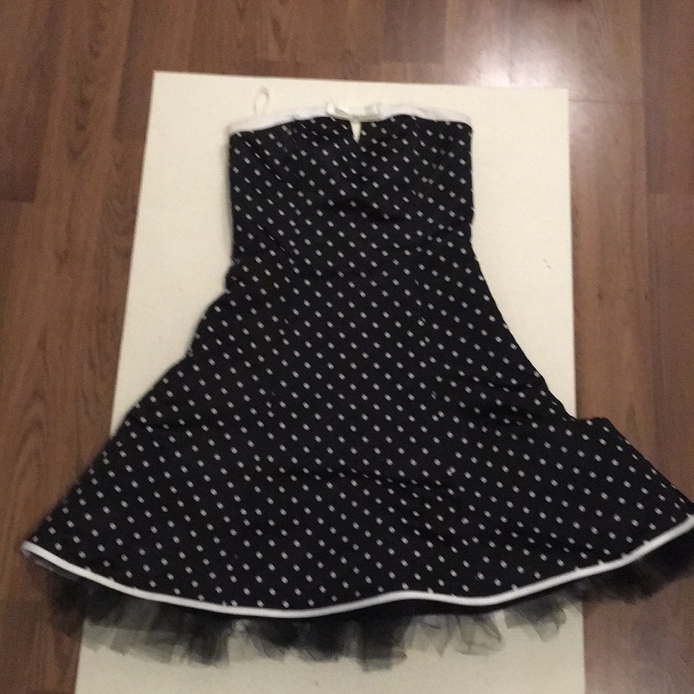 strapless Black, White Polka Dots